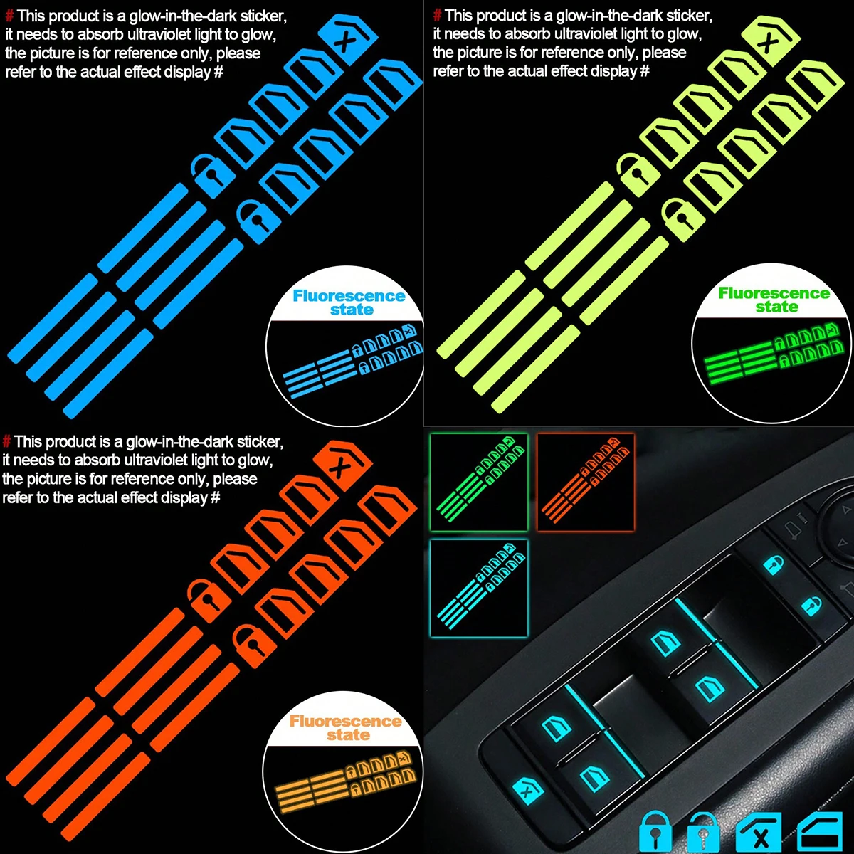 Remote Control Car - 18pcs Car Window Control Button Luminous