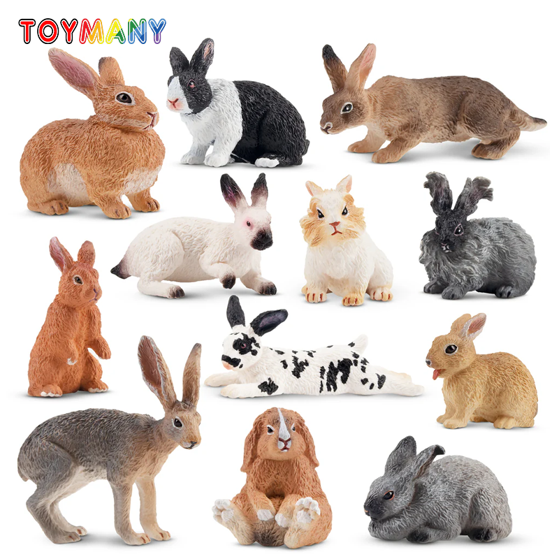 Sandbox Play Set - 12Pcs Simulation Rabbit Farm Animal Model