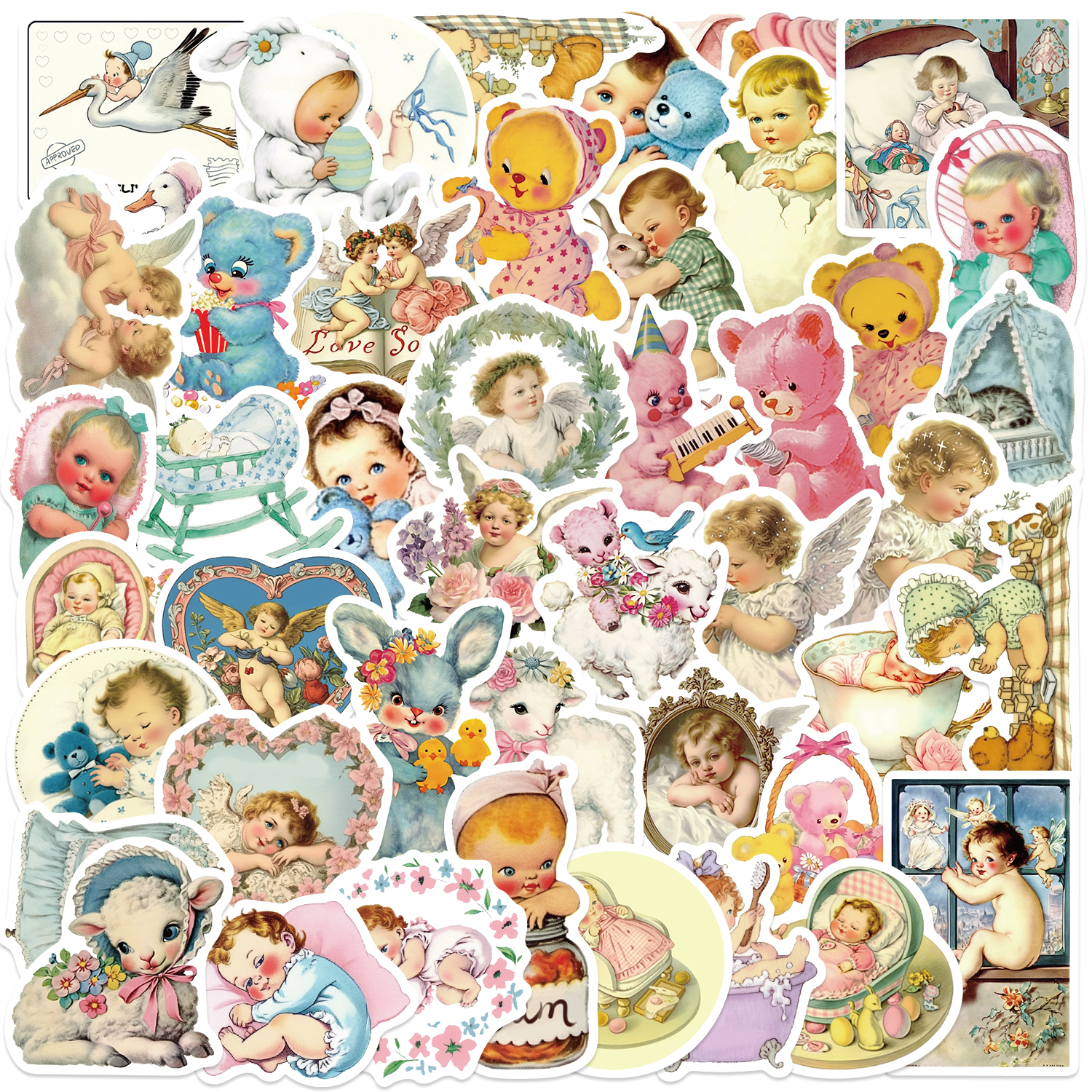 Kids Toys Vintage - 50PCS Vintage Baby Aesthetic Stickers Cartoon