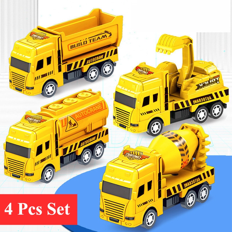 Kids Toys Jcb - 4 Pack Pull Back Cars, Friction