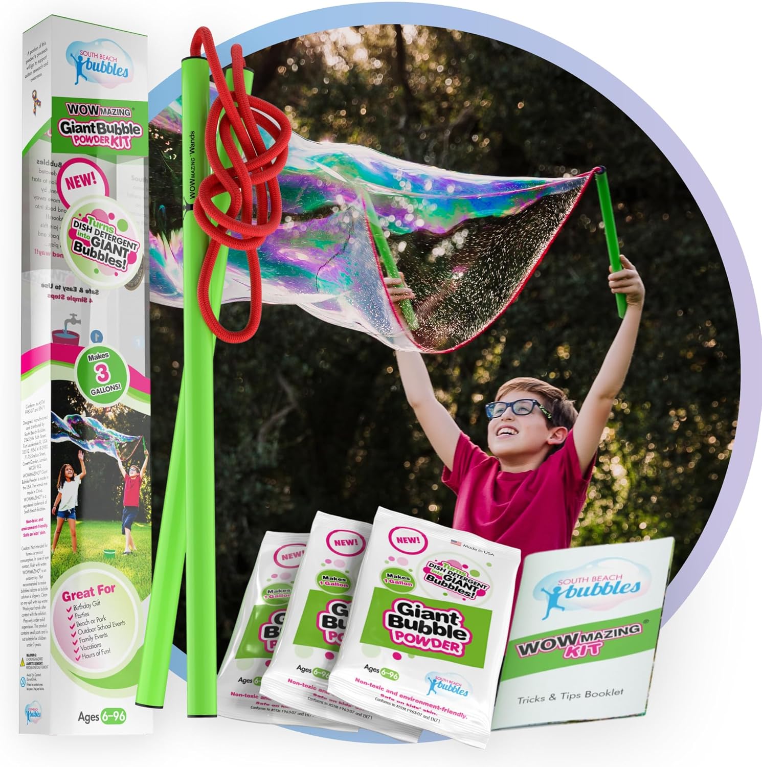 Giant Bubble Wand Kit: 3 Gallo – Kids Toys Made In Usa recenzja i cena