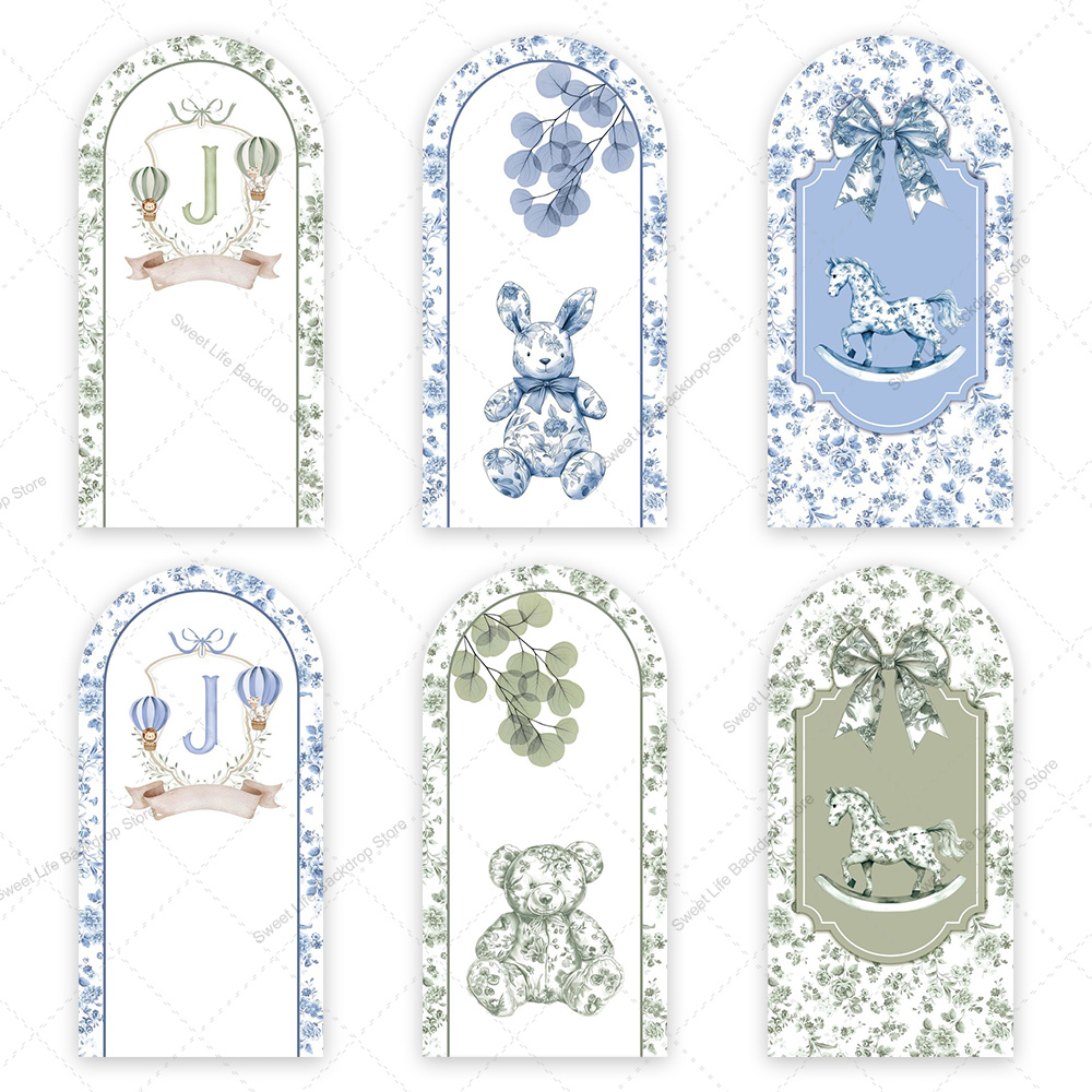 Blue Green Floral Bow Arch Bac – Toys Background For Kids recenzja i cena