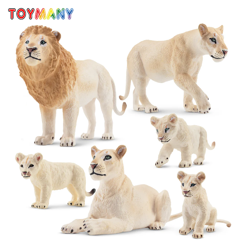 6Pcs Simulation White Lion Fam – Sandbox Play Set recenzja i cena
