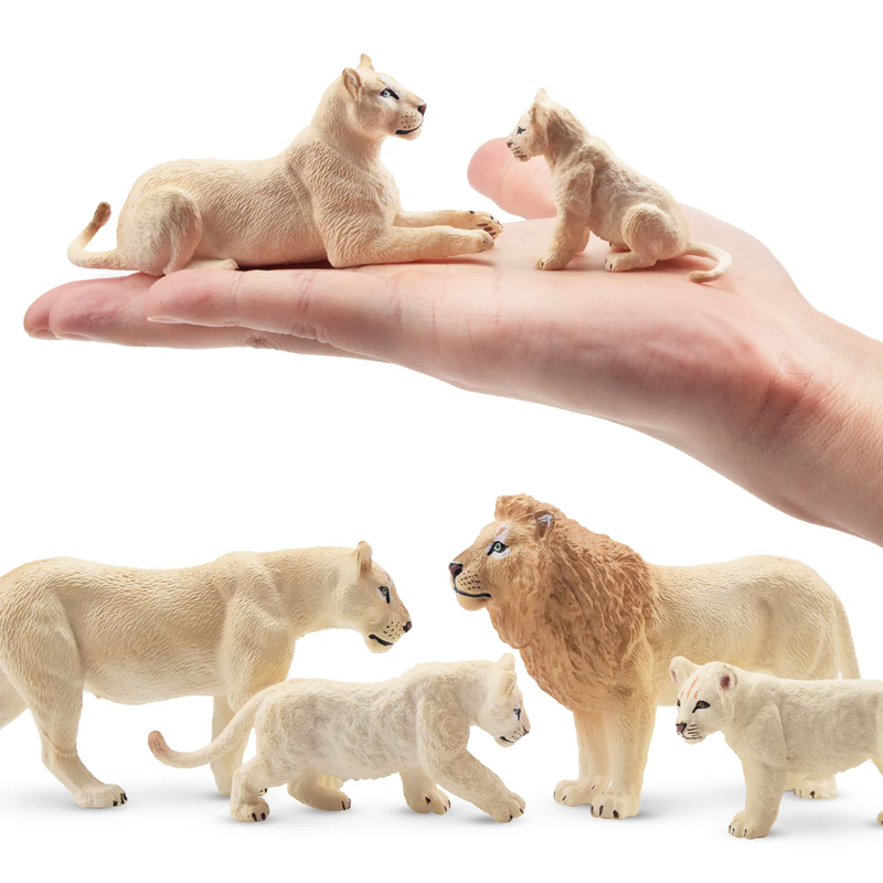 6Pcs Simulation White Lion Fam – Sandbox Play Set recenzja i cena